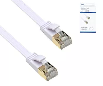 Patchkabel Cat.6, flach, PiMF/STP, weiß, 2m DINIC Box